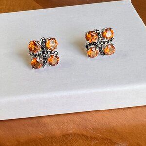 Ross Simons Hessonite and Black Spinel Earrings, Orange and Black Earrings